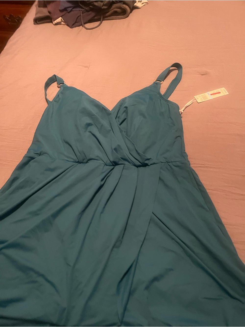 Anne Cole Teal Dress with Adjustable Spaghetti Straps